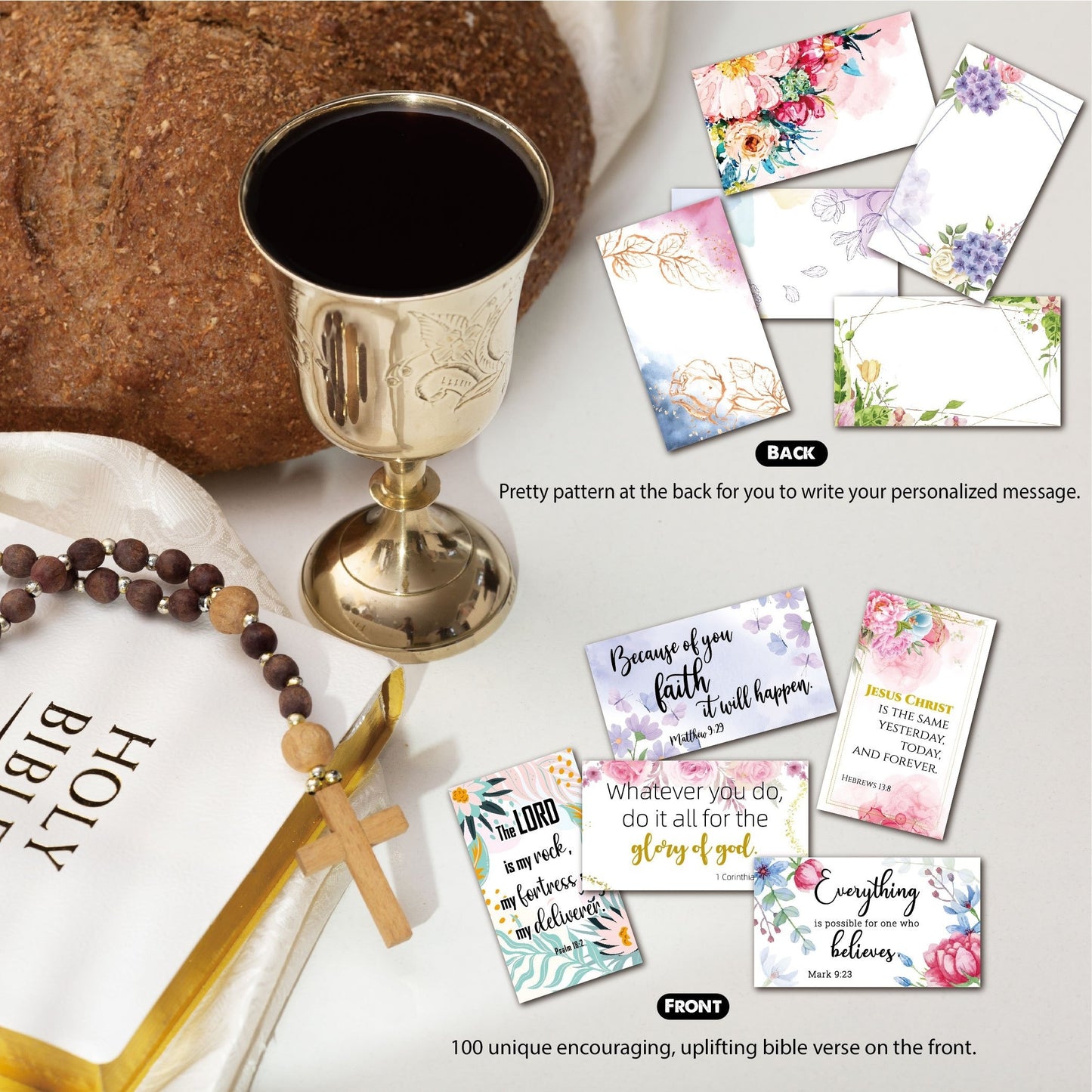 100pcs Women's Prayer Card Handwritten Mini Bible Verse Card Encouragement Card Christian Gift