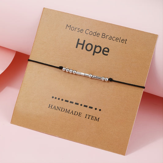 Optimize product title: "Inspiring Morse Code Bracelet with Copper Beads - Minimalist Rope Bracelet - Meaningful Gift"