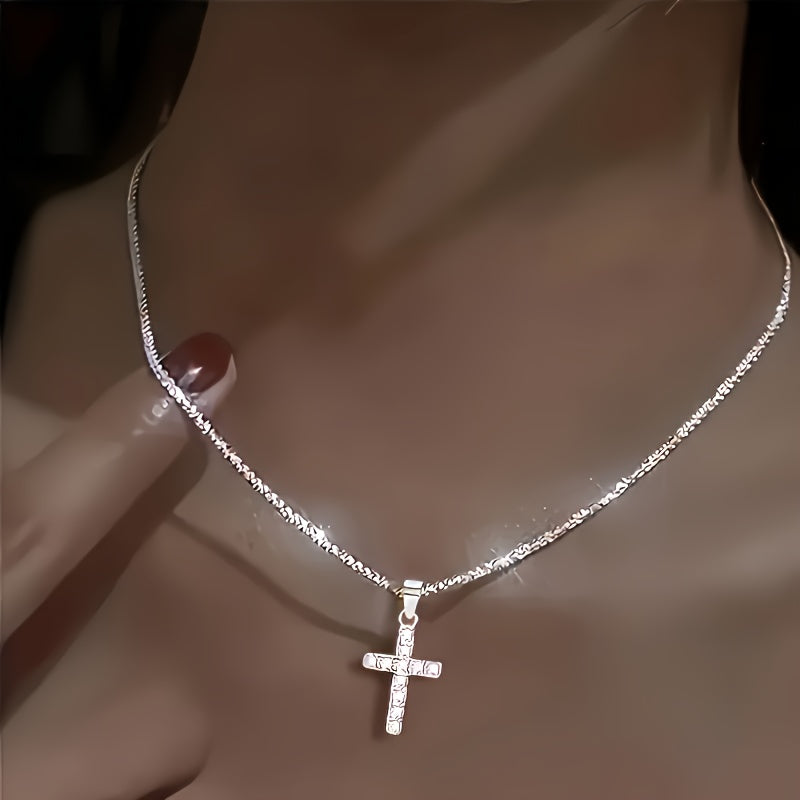 Silver Plated Non-allergic Trend Fashion Cross Senior Gift Box Set Pendant Ladies Chain Necklace, Necklace Gift, Gift Holiday Blessing For Girlfriend Wife Women