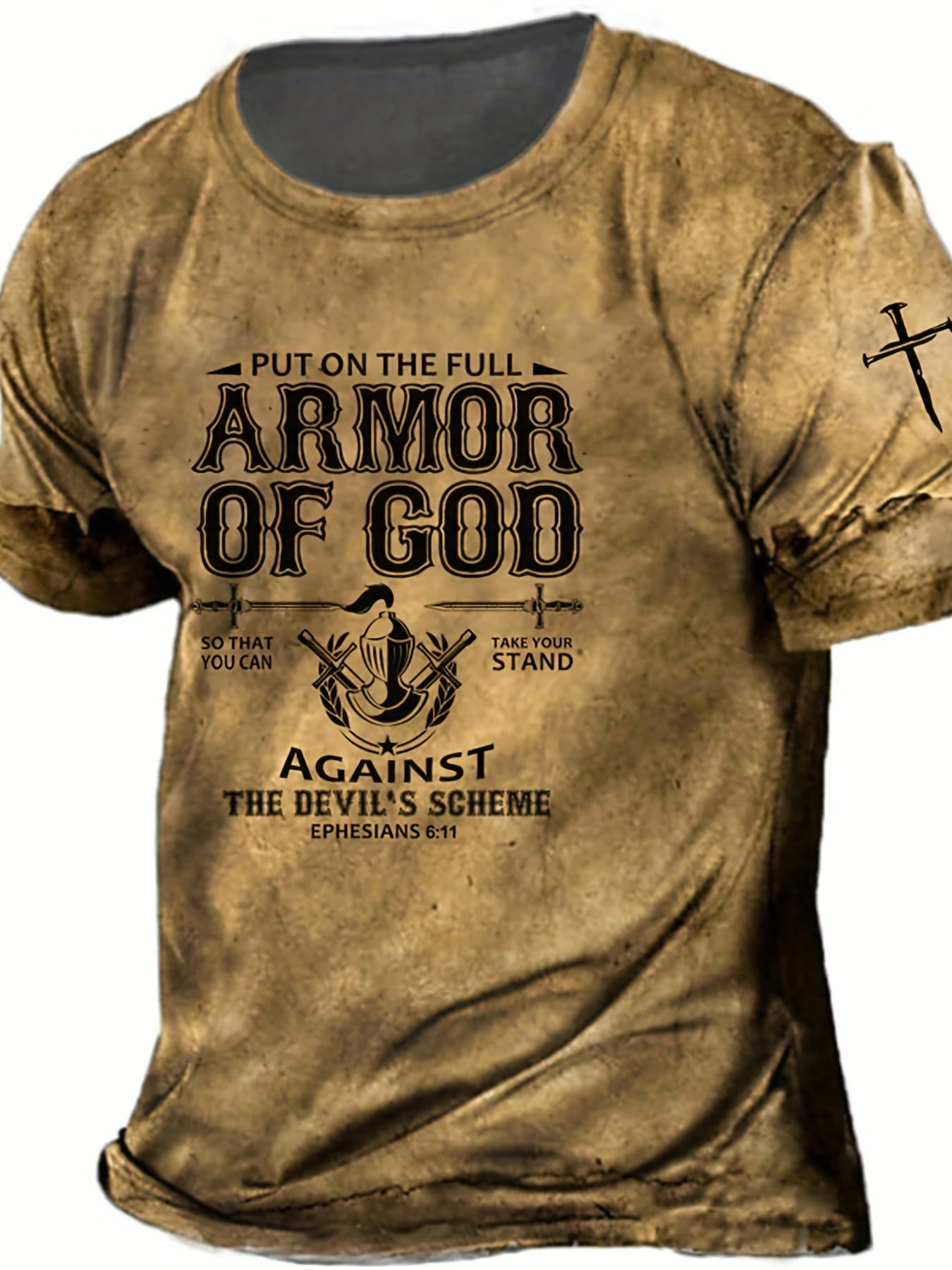 Men's Armor of God 3D Printed Tee - Creative Design, Comfortable Stretch Fabric, Perfect for Summer Outdoor Activities