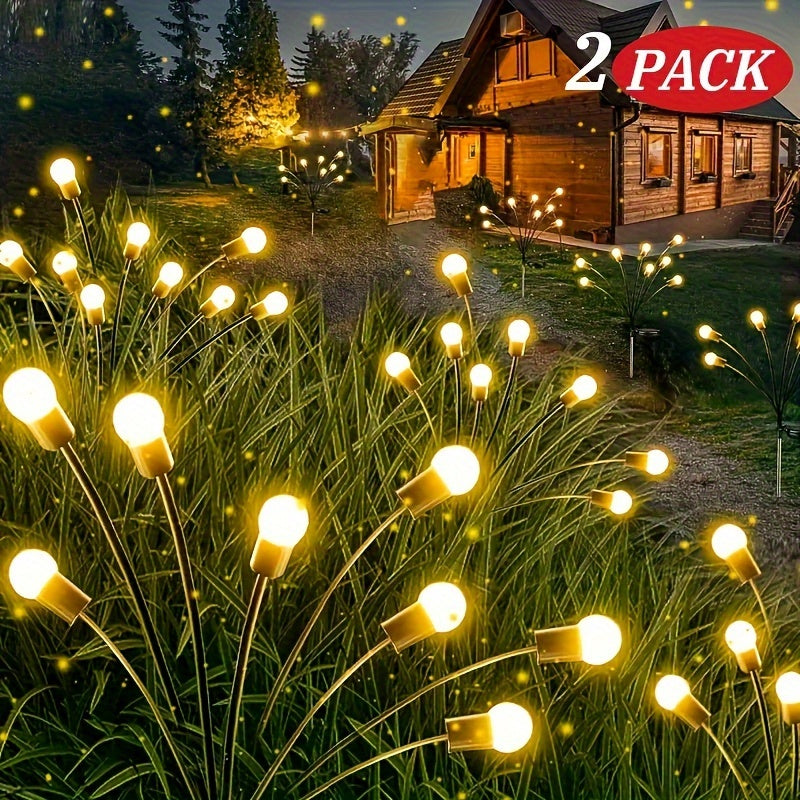 Solar Garden Lights - New Upgraded Solar Swaying Light, Sway by Wind, Solar Outdoor Lights, Yard Patio Pathway Decoration, High Flexibility Iron Wire & Heavy Bulb Base, Warm White(2 Pack)